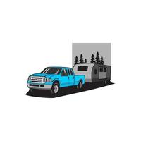 pickup truck classic blue color vector