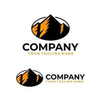 mountain  logo with simple style and orange color vector