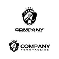 bear paw and mountain bike logo vector