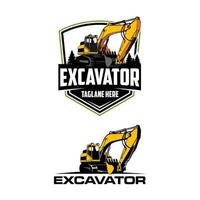 excavadora cavando el logo del suelo vector