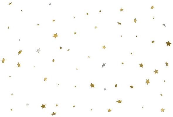Gold glitter background. 3d Gold stars confetti. Vector.