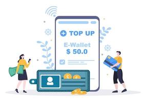 Top Up Add Your Money Balance Vector Illustration on Mobile Phone Device For Financial Application, E-Wallet or Digital Currency Concept