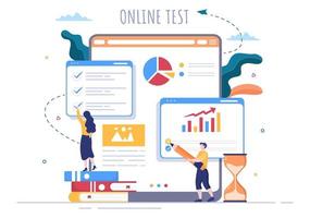 Online Testing Background Vector Illustration With Checklist, Taking Exam, Choosing Answer, Form, E-learning and Education Concept