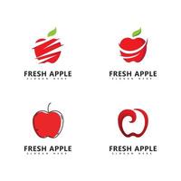 Ilustración de vector de fruta fresca de logotipo de fruta de manzana