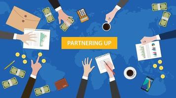 partnering up concept discussion in a meeting illustration vector