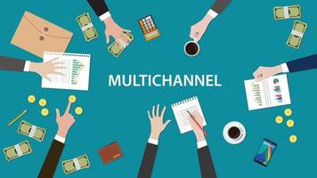 multichannel concept discuss in a meeting illustration vector