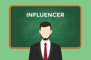 influencer white text illustration with a bearded man vector