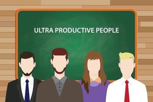 Ilustración de personas ultra productivas con cuatro personas. vector