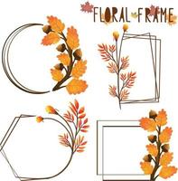 Set of watercolor painted Autumn Leaf Frame, Leaves clipart. Hand drawn isolated on white background vector