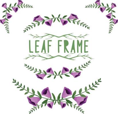 Set of watercolor painted Leaf Frame, Green leaves clipart. Hand drawn isolated on white background