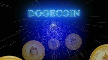 dogecoin crypto-valuta met tekst lichte en donkere achtergrond video