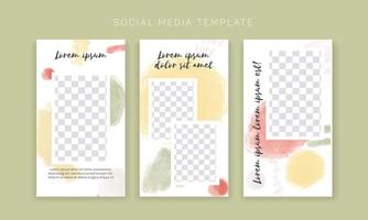 Vector template for social media and web design. Abstract watercolor brushed shapes, hand drawn