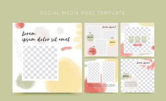 Vector template for social media and web design. Abstract watercolor brushed shapes, hand drawn