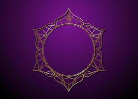 mystic Lotus gold frame Logo icon, golden mandala of alchemy esoteric Flower of Life. Seed of life symbol Sacred Geometry. Luxury divine meditative amulet vector isolated on purple background