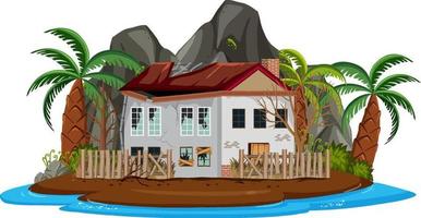 Abandon house on the island isolated vector