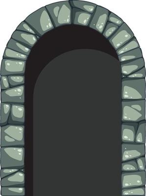 Stone arch in cartoon style on white background