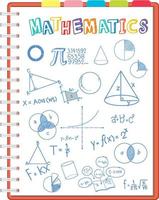 Doodle fórmula matemática en la página del cuaderno vector