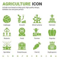 icono de agricultura escenografía estilo plano de diseño aislado sobre fondo blanco. crecimiento de icono de vector, agricultor, plaga, granero, tractor, concepto de símbolo de signo hidropónico para granja, aplicación móvil, sitio web, ui, ux y proyectos vector