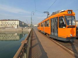 Vintage tram in Turin photo