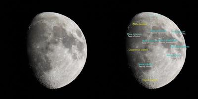 Moon atlas with Latin and English names photo