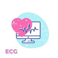 ecg, heart diagnostics, medical icon vector