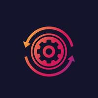 production cycle icon, cogwheel with arrows in circle vector