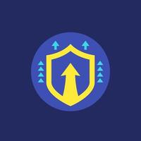 security increase icon with up arrow, flat vector