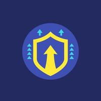 security increase icon with up arrow, flat vector