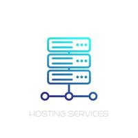 server, hosting services line icon on white vector