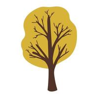 vector of big tree in autumn, leaves changed to orange, yellow and brown fallen from the trees and heap on the ground. . Vector illustration