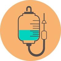 Imagen vectorial aislada de gotero de medicina intravenosa con solución dentro de la botella sobre fondo naranja vector