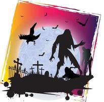 Creepy Halloween Design with Witch Haunted House Pumpkins vector