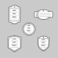 Vintage Price Tag Label Badge Item Code Size Price Text Set Vector Eps 10