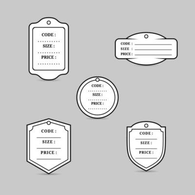 Vintage Price Tag Label Badge Item Code Size Price Text Set Vector Eps 10