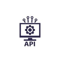 api, icono de la interfaz de programación de aplicaciones, icono de vector de integración de software en blanco