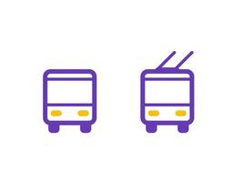 Bus and trolleybus icons, passenger transport vector