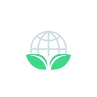 green leaf and globe, vector logo