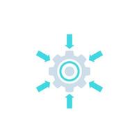 Integration system icon with cogwheel and arrows vector