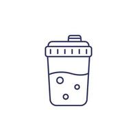 Shaker with protein, sports nutrition line icon vector