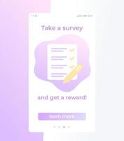 Take a survey, mobile vector template