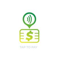 Contactless payment with card, vector icon