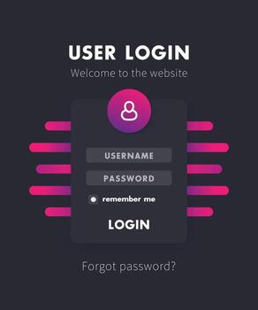 User Login window design, vector template