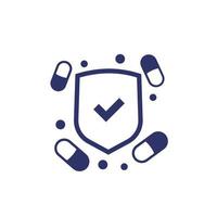 antiviral medicine, pills icon on white vector