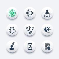 finance management, financial instruments icons set vector