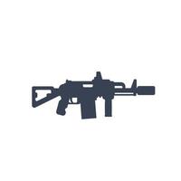tactical assault rifle with silencer icon isolated on white vector