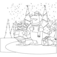 Beautiful Christmas vector illustration for coloring page