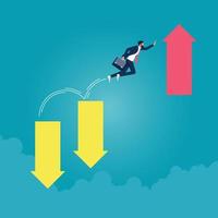 Businessman jump to higher level of graph, Business growing and overcome financial crisis concept vector