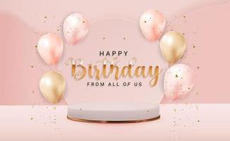 Happy Birthday congratulations banner design with Confetti, Balloons vector