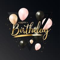 Happy Birthday congratulations banner design with Confetti, Balloons vector