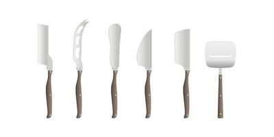 Vector objects design, Knife cheese set on white background.